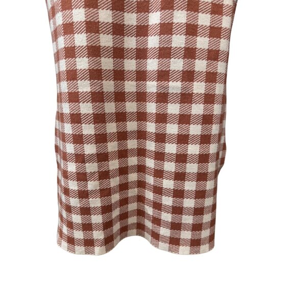 2/$30 Madewell XS Midi Skirt Red Brown & White Gingham Check Elastic Waist Knit - Picture 6 of 14